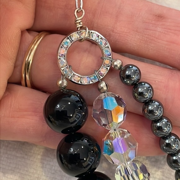 Sterling silver clasp triple layer glass bead elegant artisan made - Picture 4 of 7